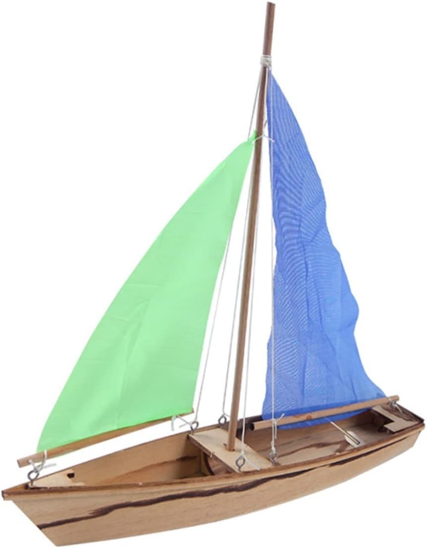 Wooden Sailing Boat Model Kit for Kids, DIY 3D Puzzle with Fabric Sails