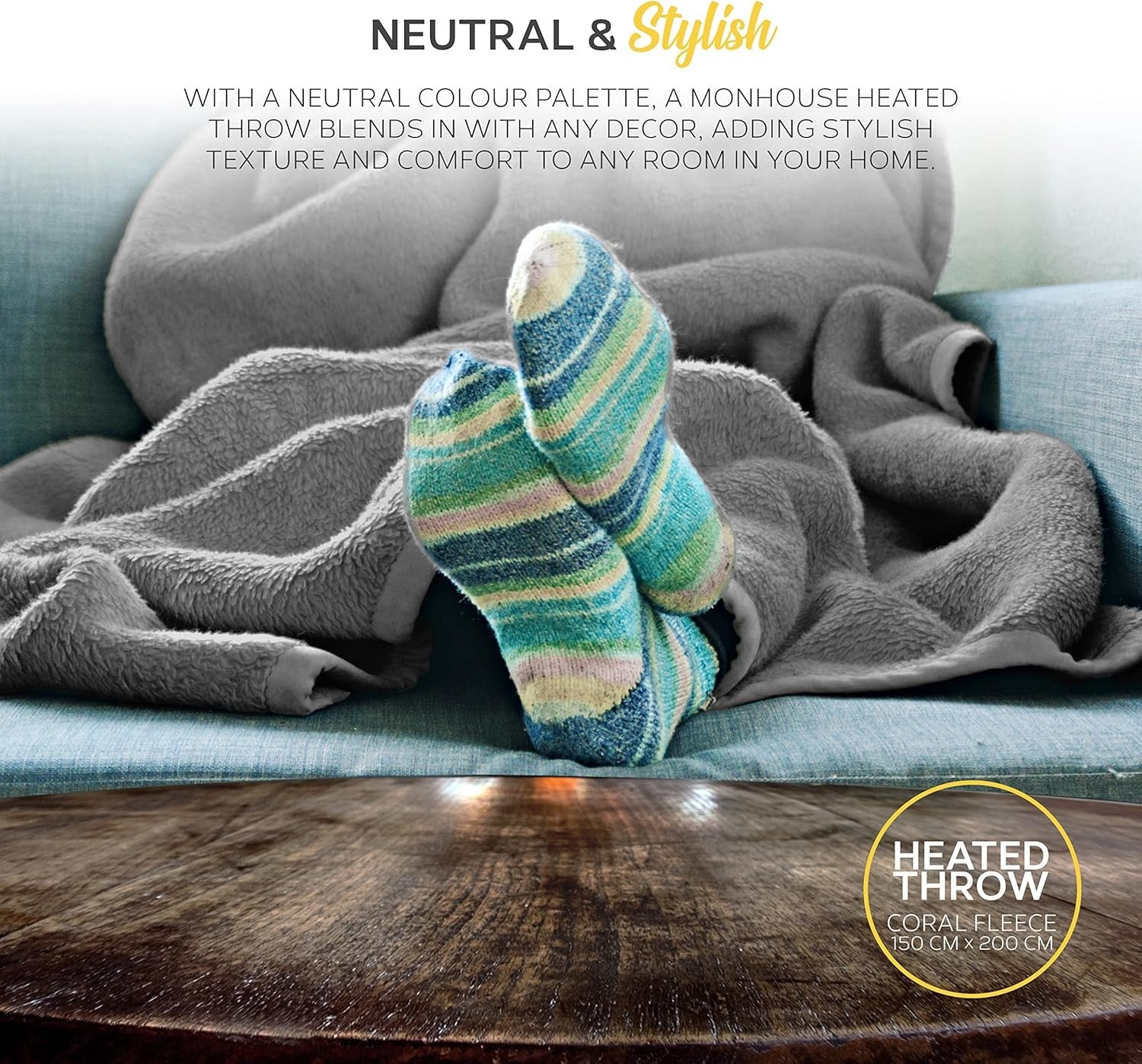 Electric Heated Blanket Double 150x200cm 9 Heat Settings Timer