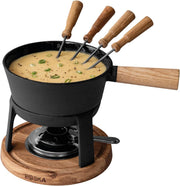 Cast Iron Cheese Fondue Set 1.2L Pot 4 Forks Tea Light Burner