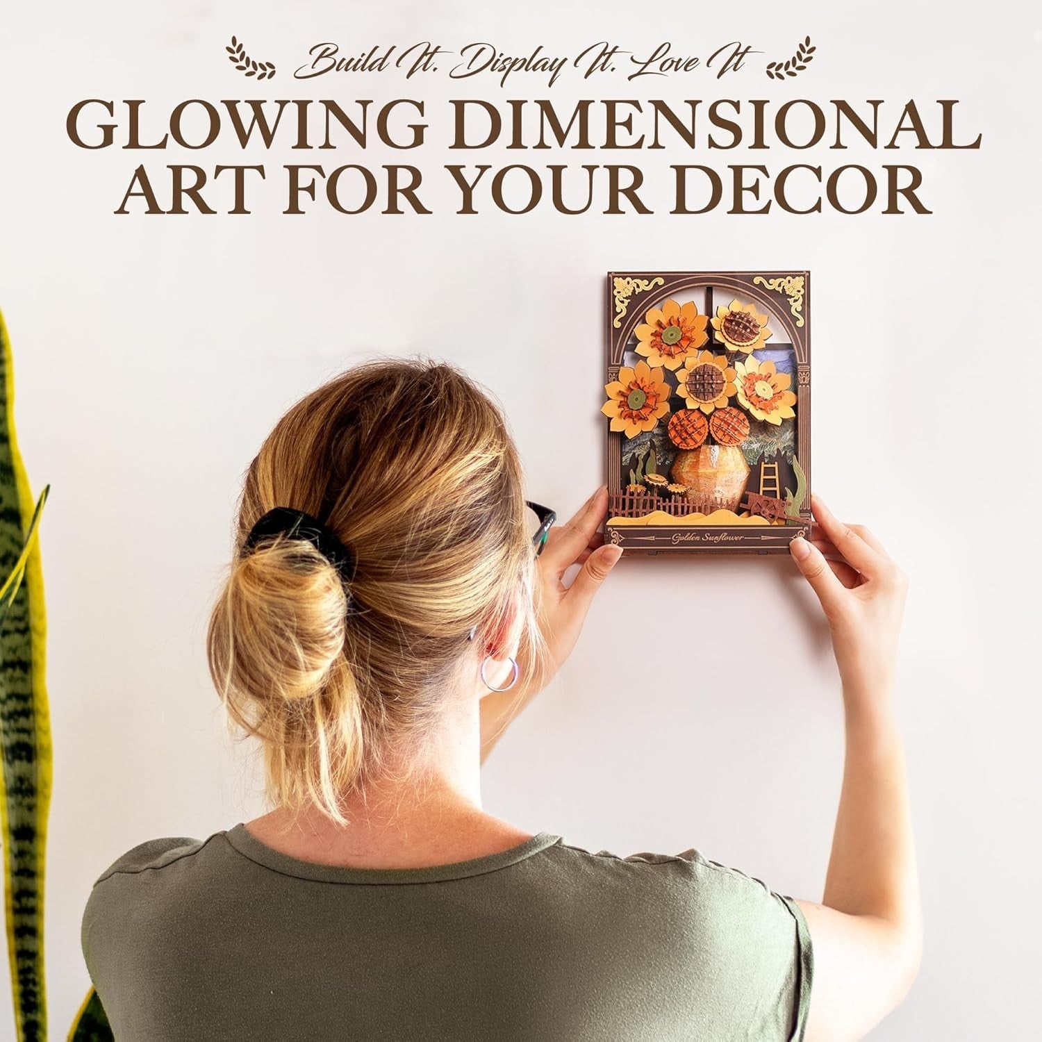 3D Wooden Sunflower Puzzle Kit Wall Art – DIY Floral Gift Decor Craft