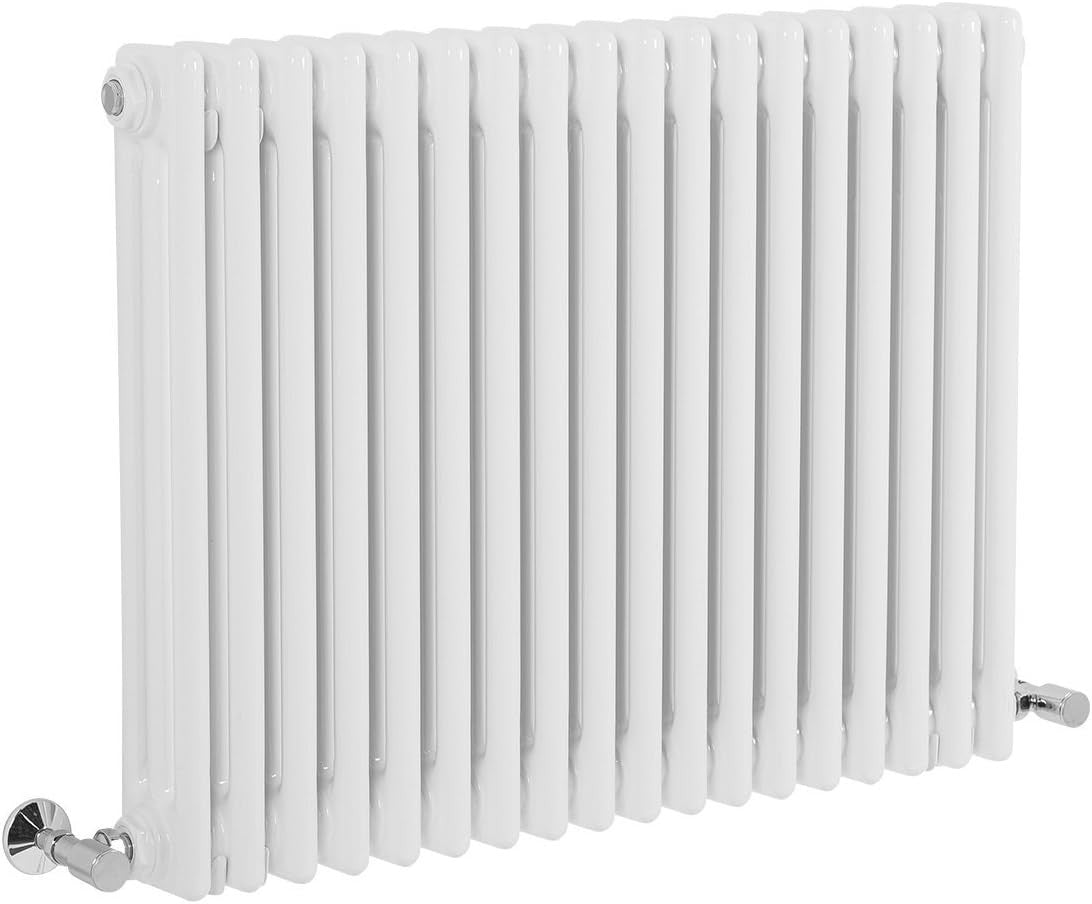 Triple Column Horizontal Radiator 600x830mm White Cast Iron Style