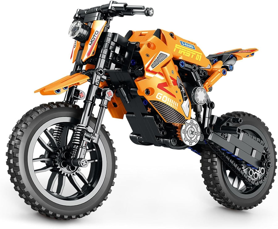 1:8 Off-Road Dirt Motorcycle Building Kit with Display Sand & Shock Absorbers