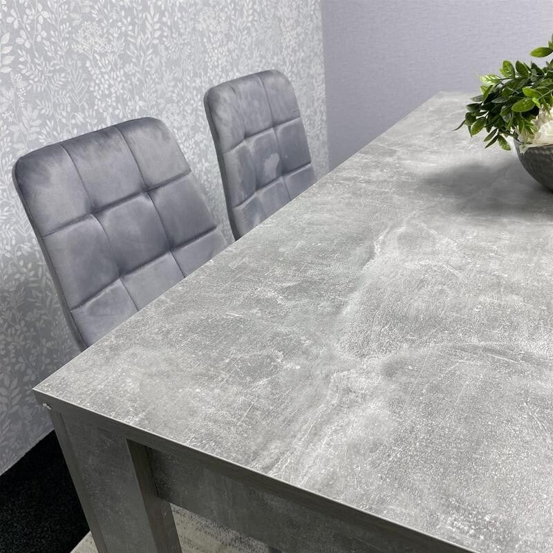 Grey Wood Dining Table Set with 2 Chairs & 2 Benches Padded Kitchen Set