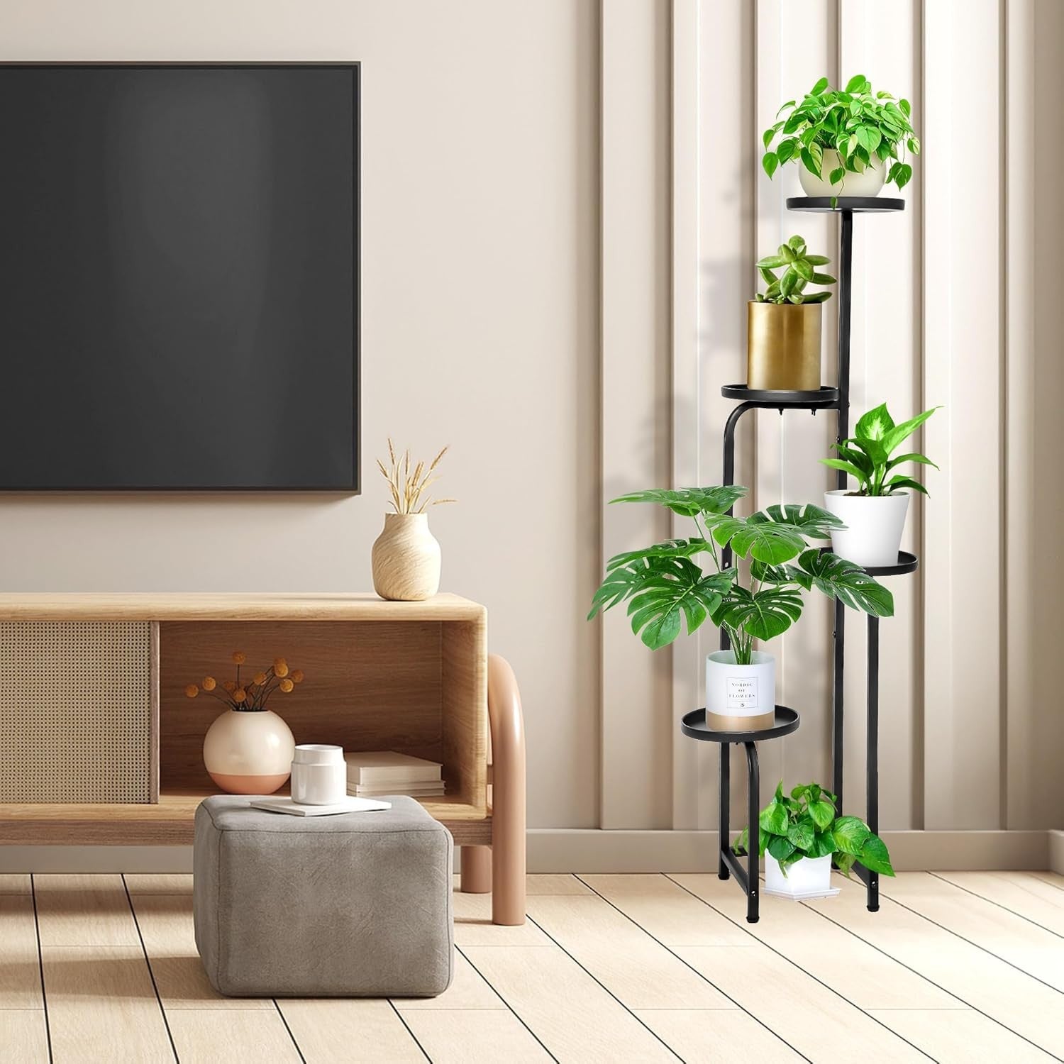 4 Tier Metal Plant Stand Indoor Outdoor Corner Flower Shelf Rack