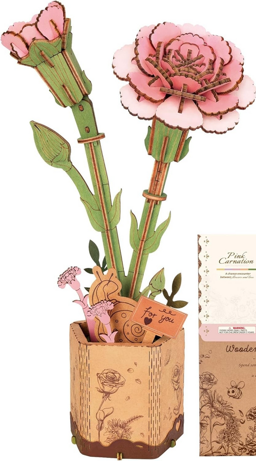 3D Wooden Flower Puzzle Kit for Adults – DIY Decor Gift Home Display