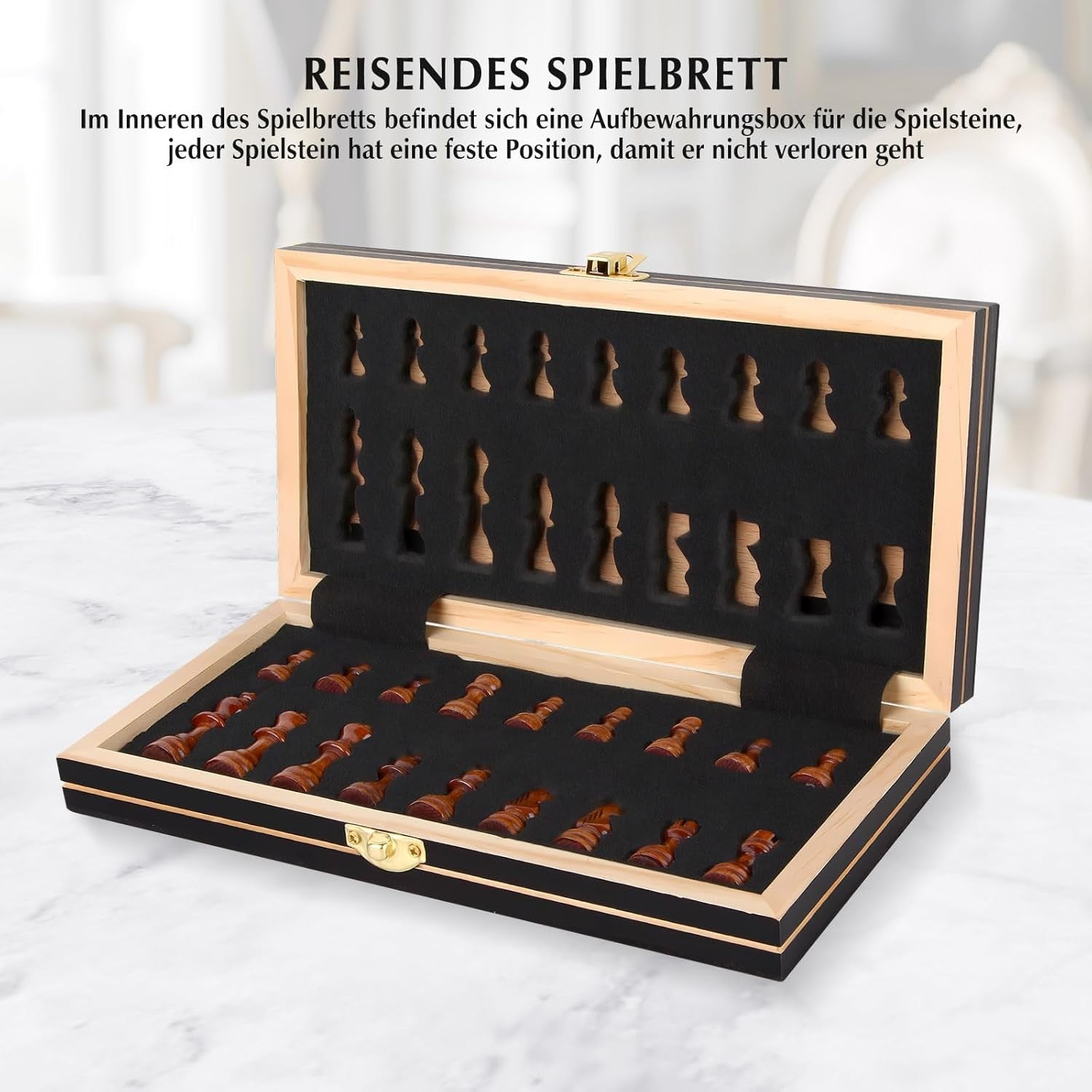 24×12cm Folding Magnetic Wooden Travel Chess Set | Portable Board for Kids & Adu
