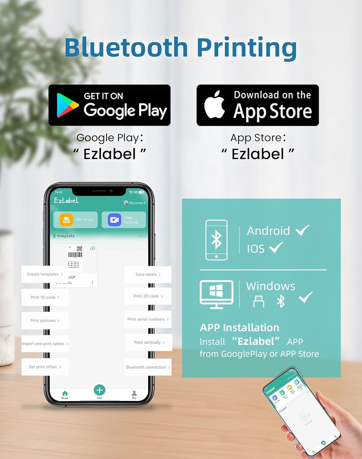 4x6 Bluetooth Thermal Shipping Label Printer 20 Labels