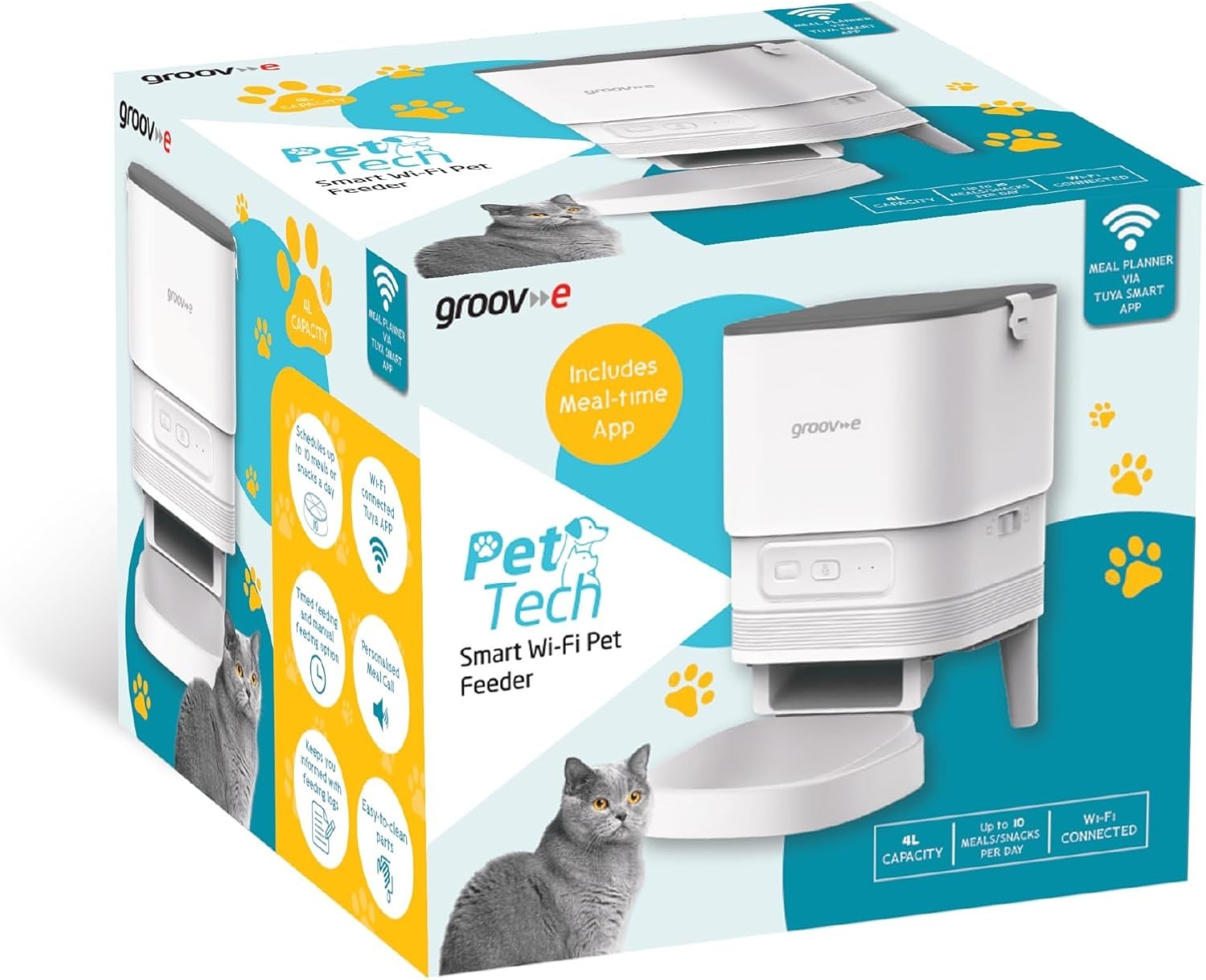 Smart WiFi Pet Feeder 4L Auto Cat Dog Food Dispenser App Control