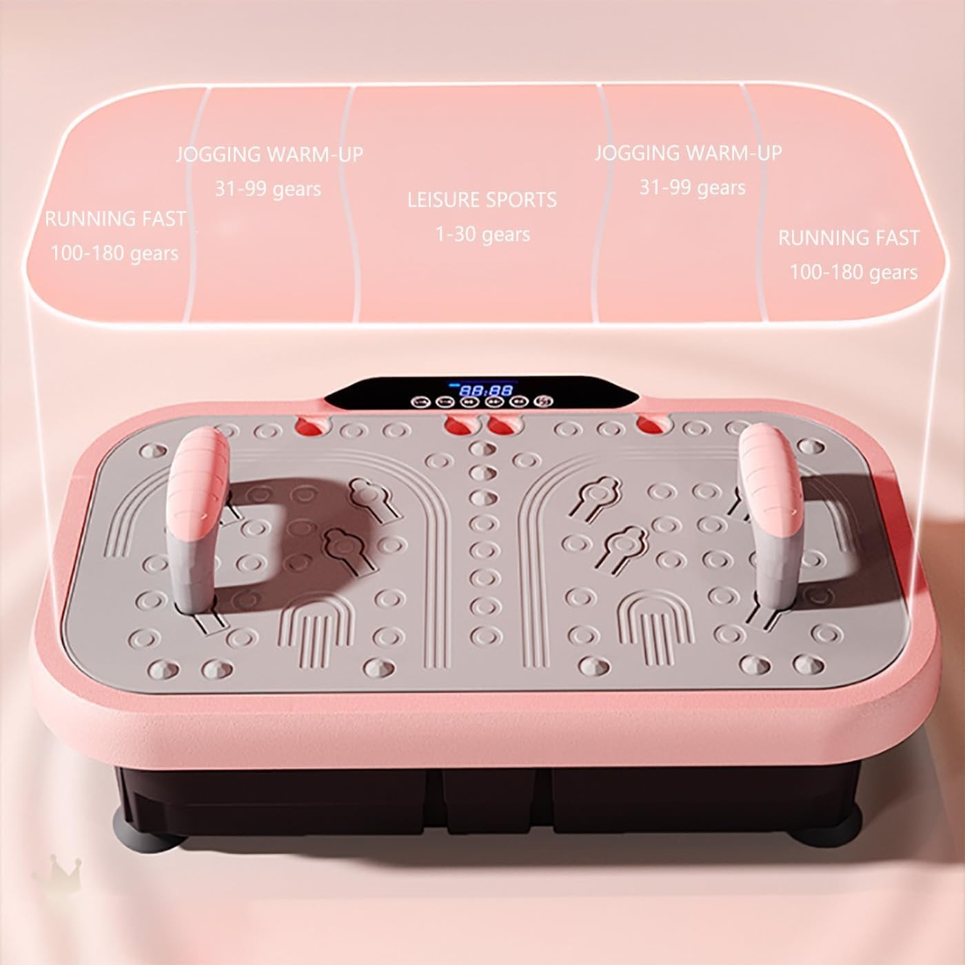 Vibration Plate Fitness Machine 180 Speeds Push Up Bars Home Workout