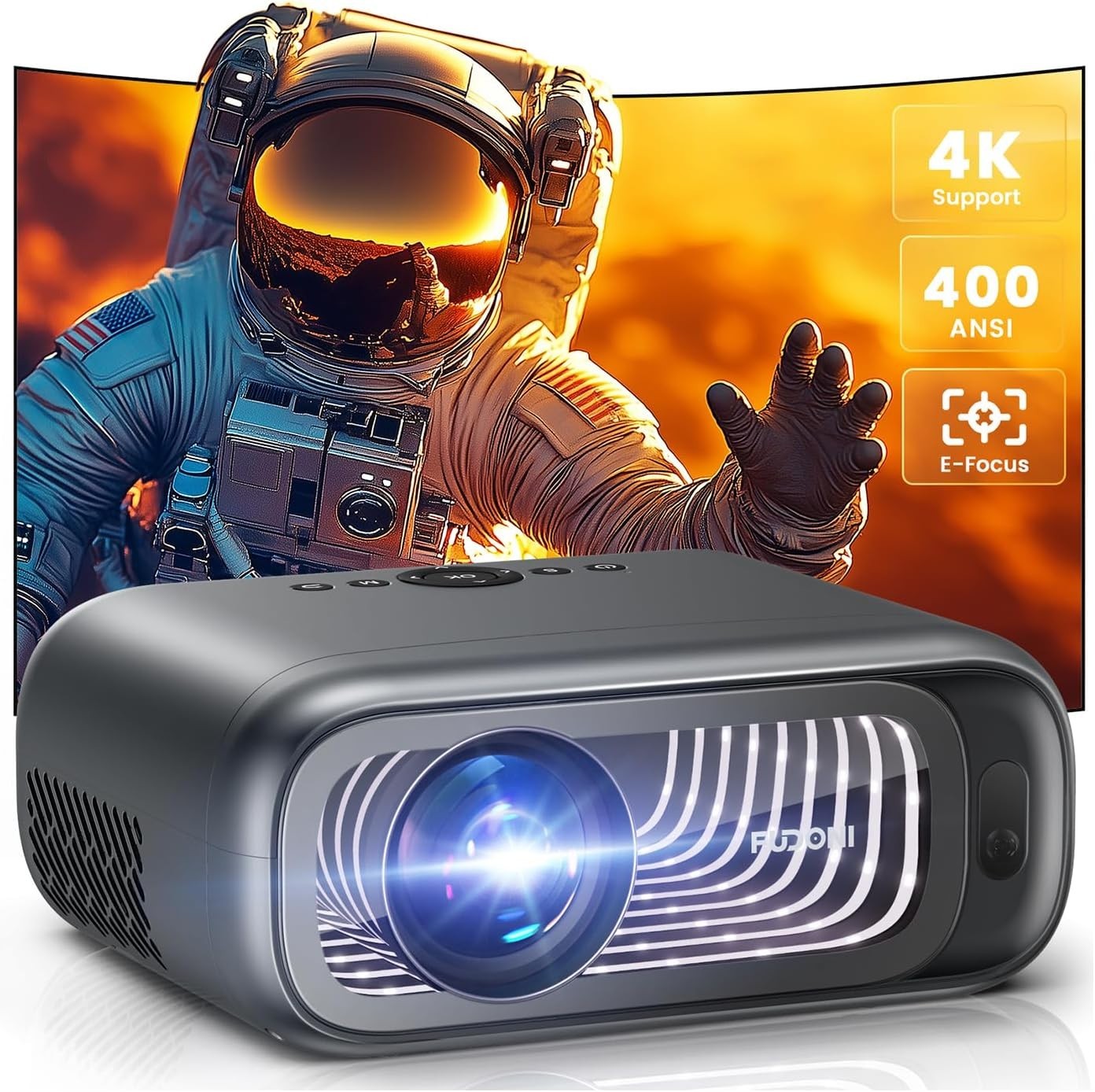 1080P Smart Projector 400 ANSI WiFi 6 Bluetooth Electric Focus 300"