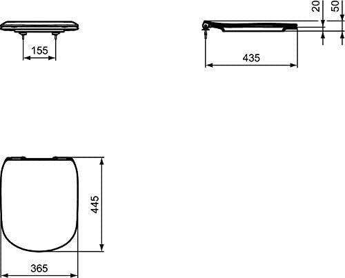 TESI Narrow Toilet Seat Soft Close Chrome Hinges Antibacterial Duroplast