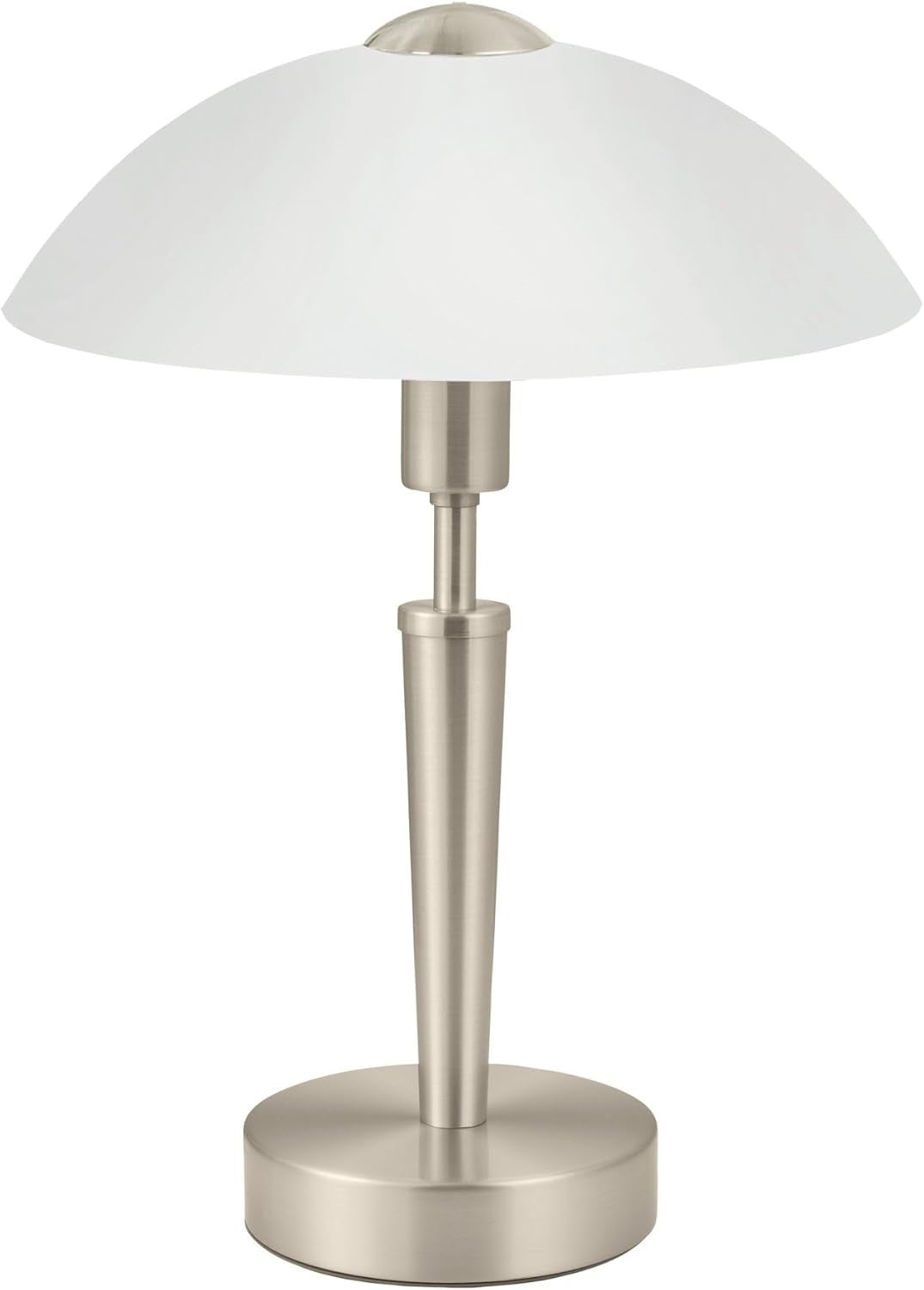 Touch Dimmer Table Lamp Matt Nickel Metal White Glass Bedside Light