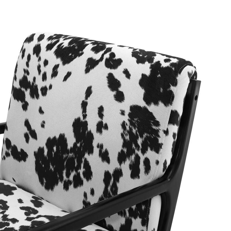 Velvet Spot Print Armchair High Back Lounge Chair with Wood Frame