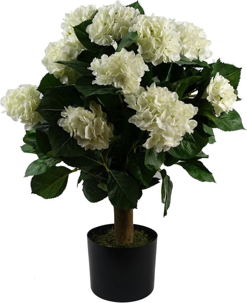 70cm Artificial White Hydrangea Blossom Tree Floral Plant in Pot Home Decoration
