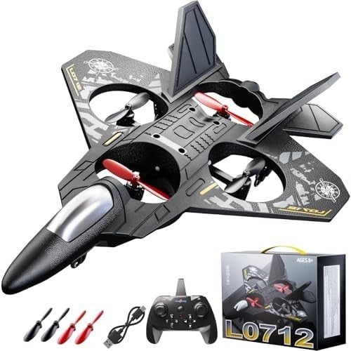 Kids RC Airplane Drone with Lights, Remote Control, 360° Flips, Easy Flight