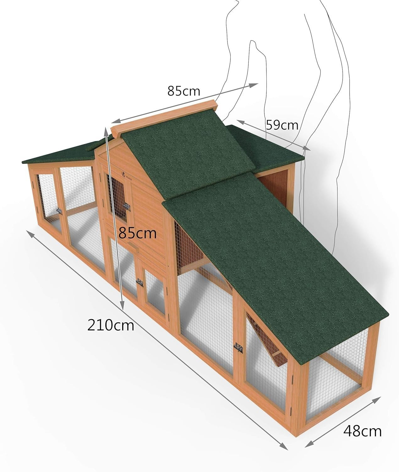 Small Wooden Chicken Coop with Run Nest Box Easy Clean Hutch 2 Hens
