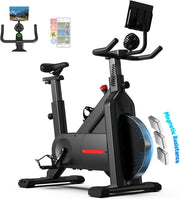 Silent Magnetic Spin Bike w/ App, Self-Powered, LED Feedback, 300lb Capacity