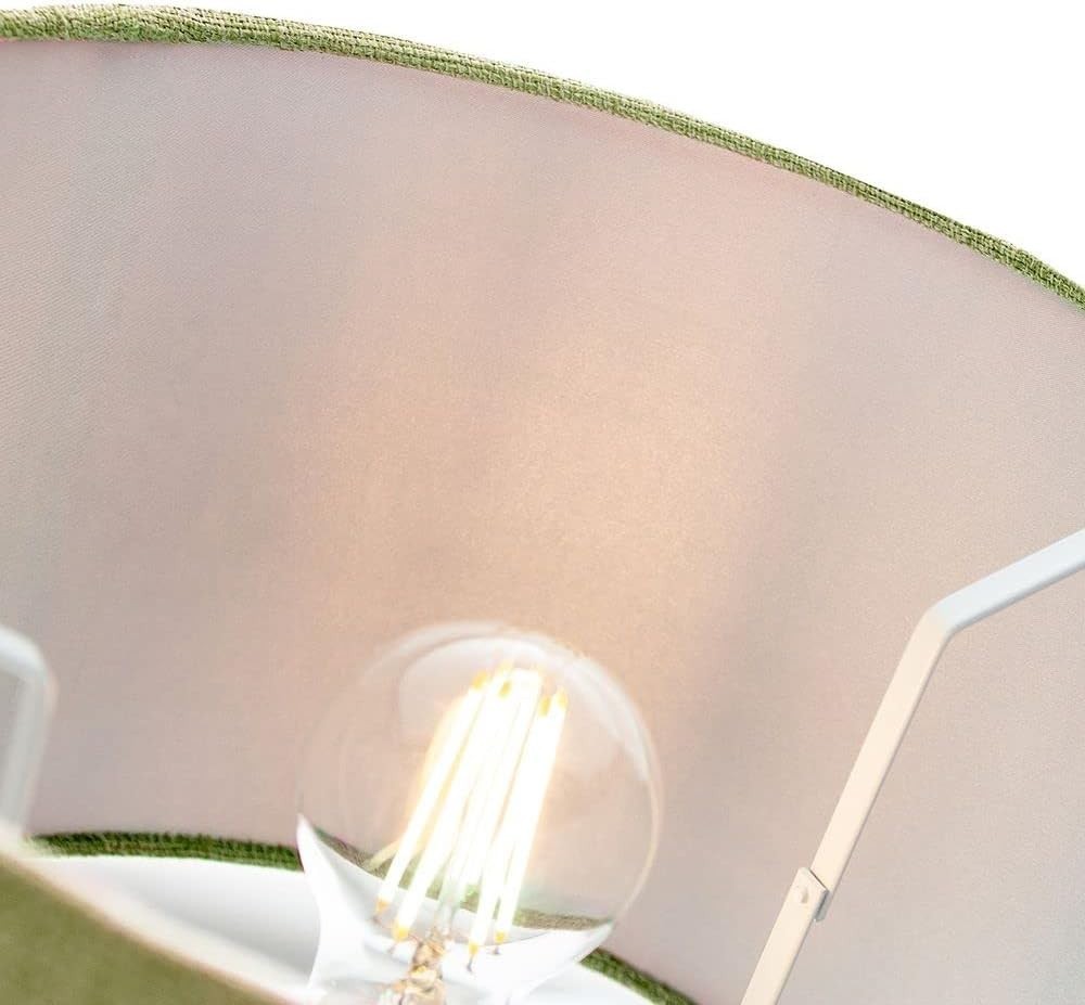 Olive Sage Green Drum Lampshade 35cm Linen Table Pendant Shade