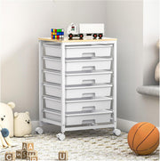 White 6 Drawer Rolling Storage Cart Utility Organizer Trolley Wheels