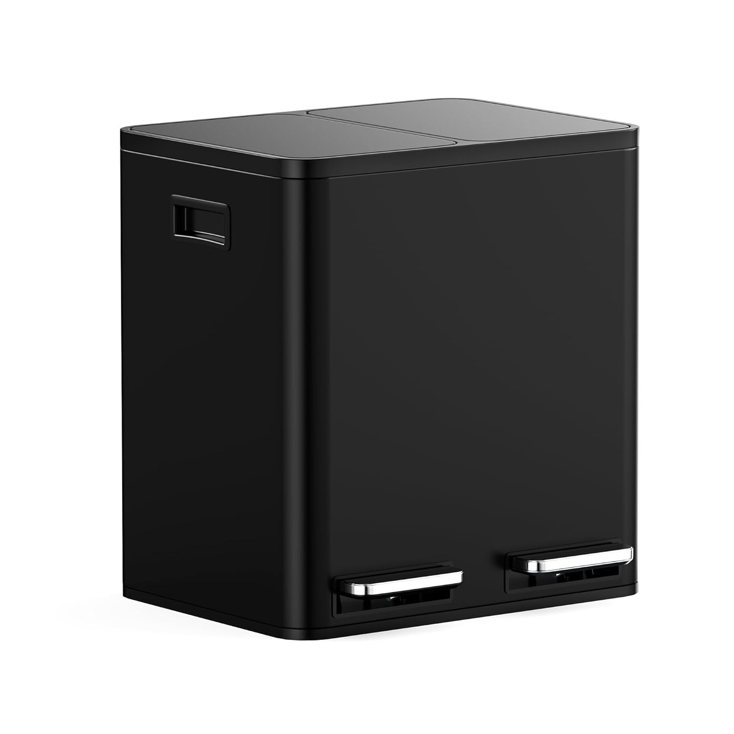 30L Double Recycling Bin Black Stainless Steel 2x15L Pedal