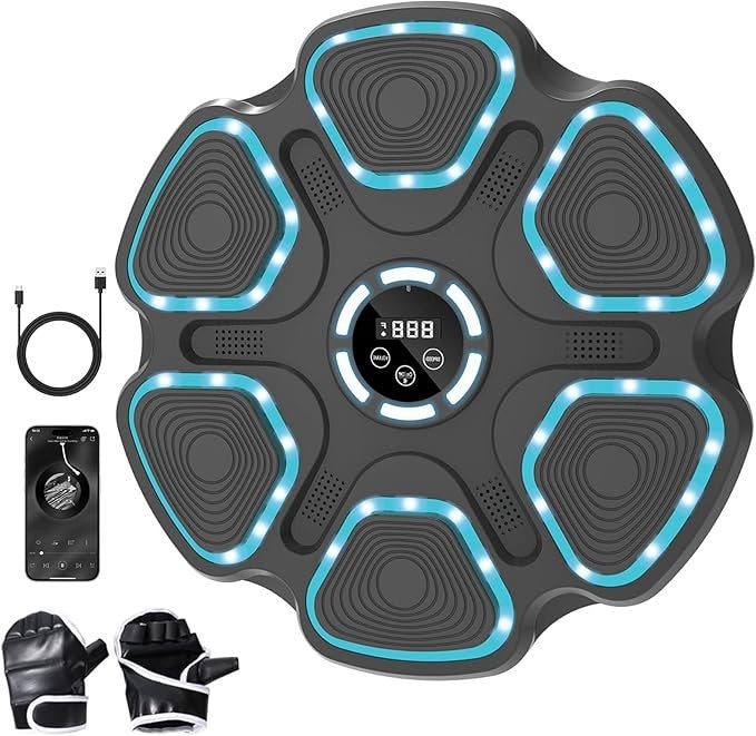 Music Boxing Machine LED Punch Pad Bluetooth Wall Mounted Fitness Trainer