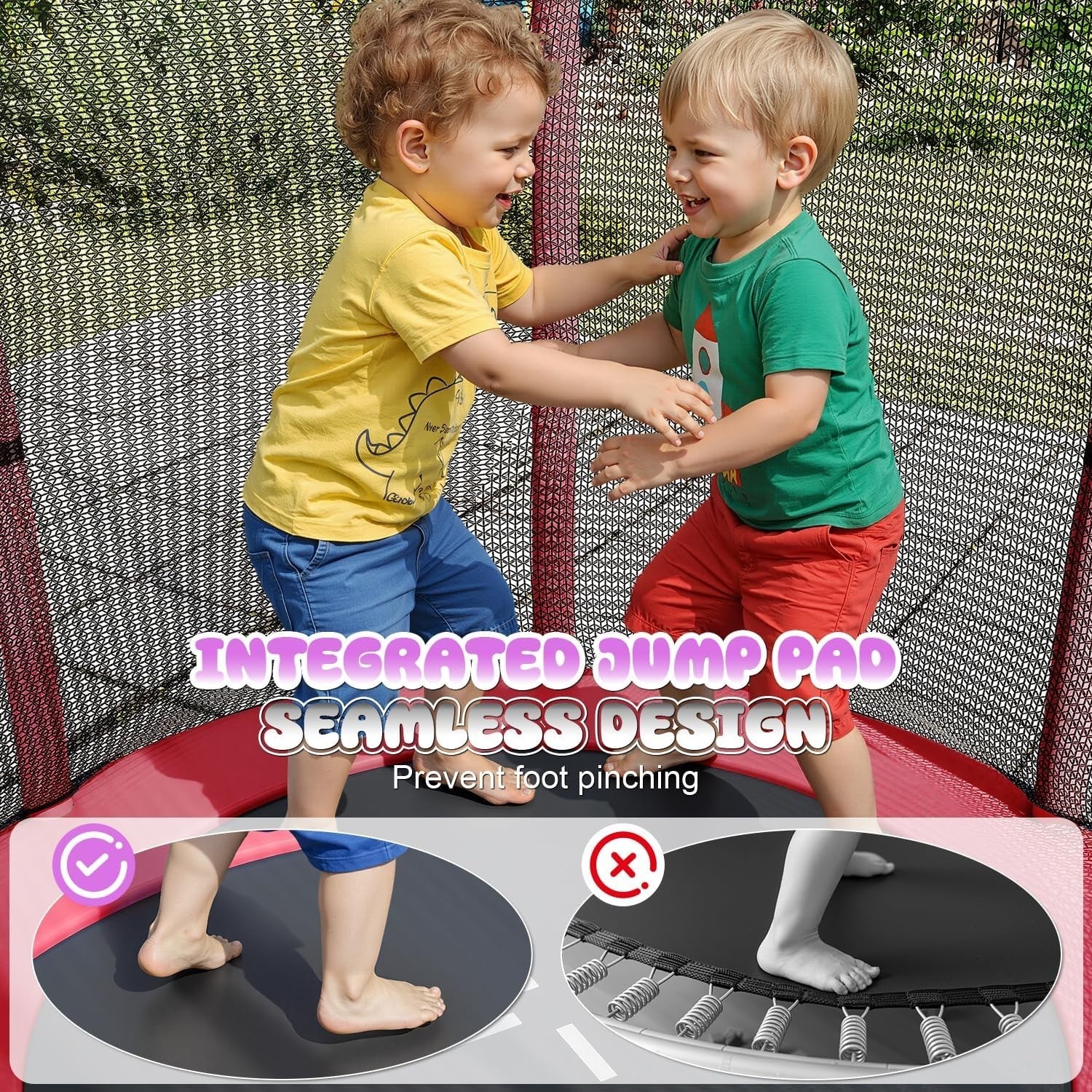 55in Toddler Trampoline Safety Enclosure Anti-Slip Indoor Outdoor