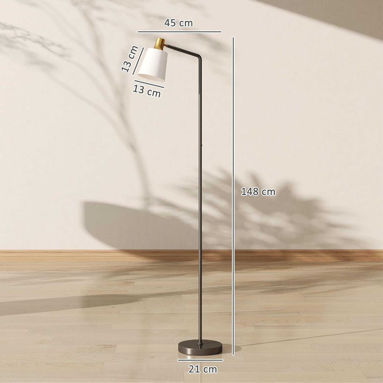 LED Floor Lamp Adjustable Head Dimmable Standing Light Modern Reading Lamp