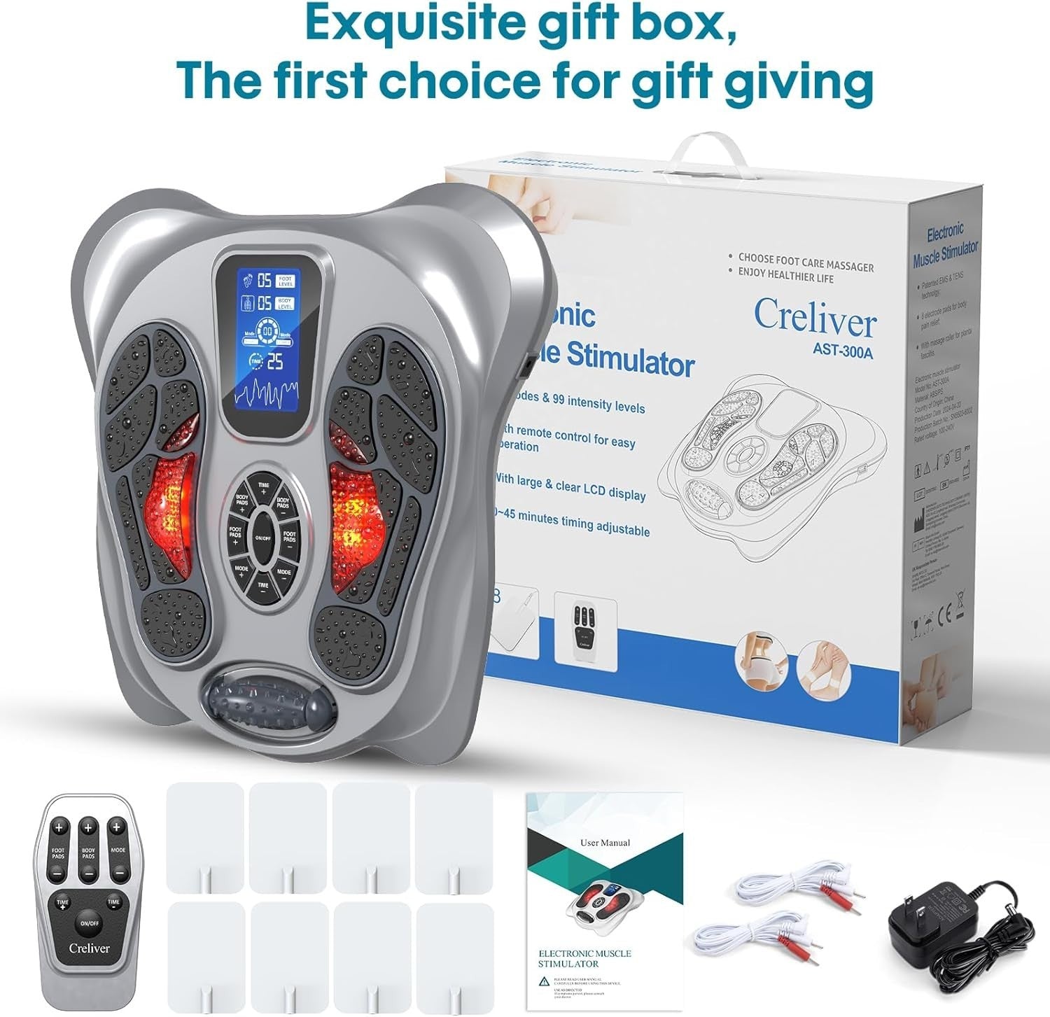 Foot Circulation Stimulator EMS TENS Massager Pain Relief Plantar Fasciitis