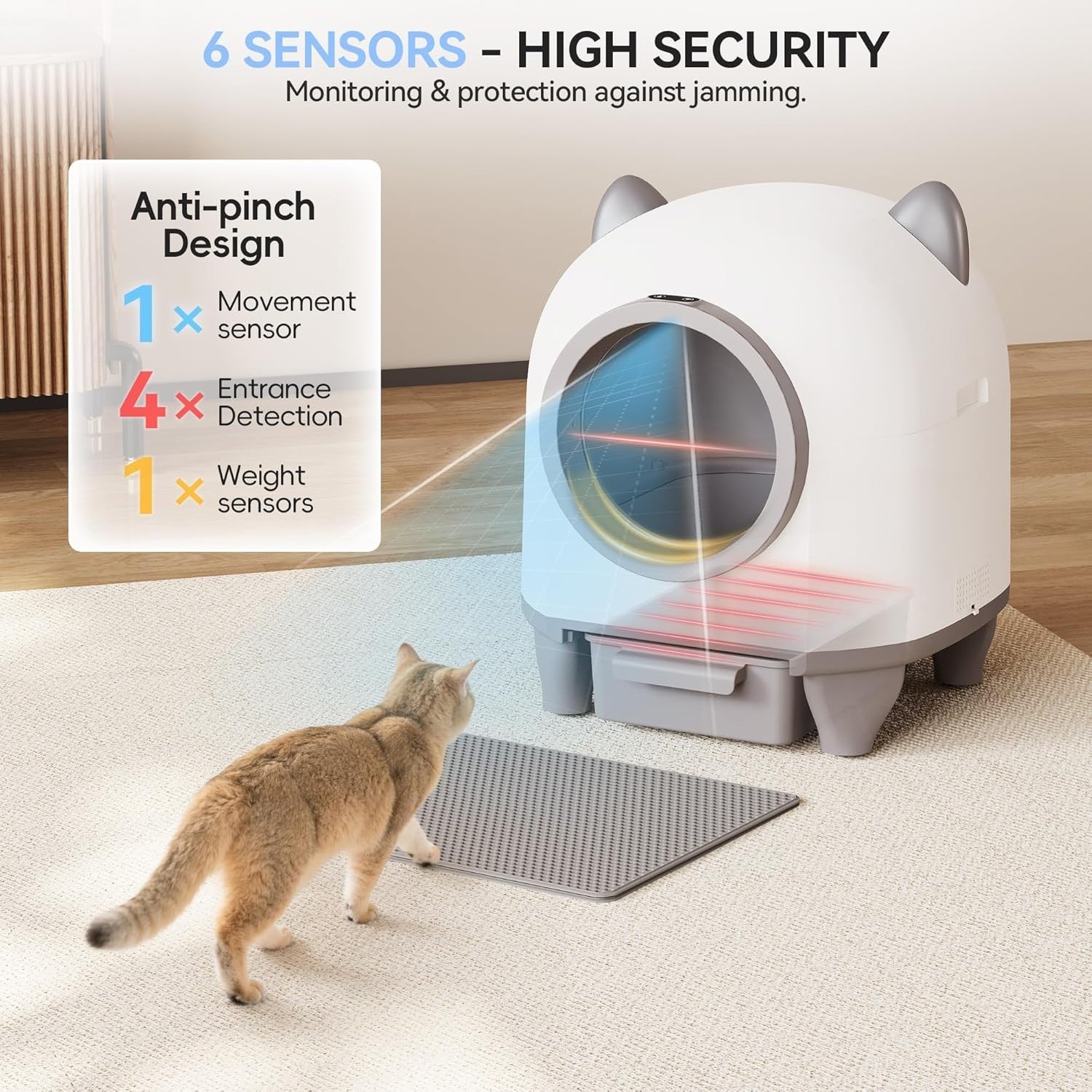 Automatic Self Cleaning Cat Litter Tray 90L Smart App Odour Control XXL