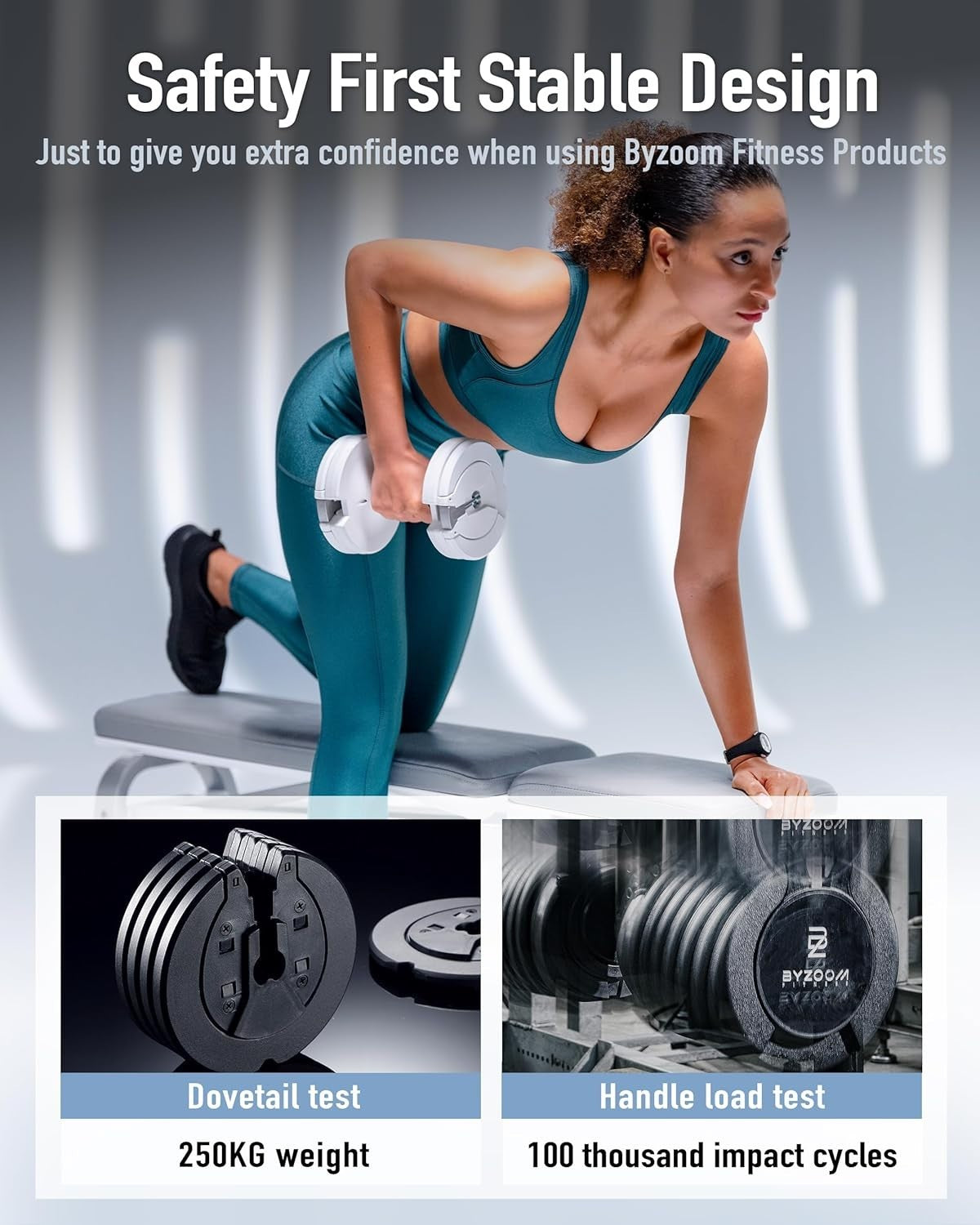 Adjustable Dumbbells Pair 25lb 5-in-1 Non Roll Smart Weights Home Gym