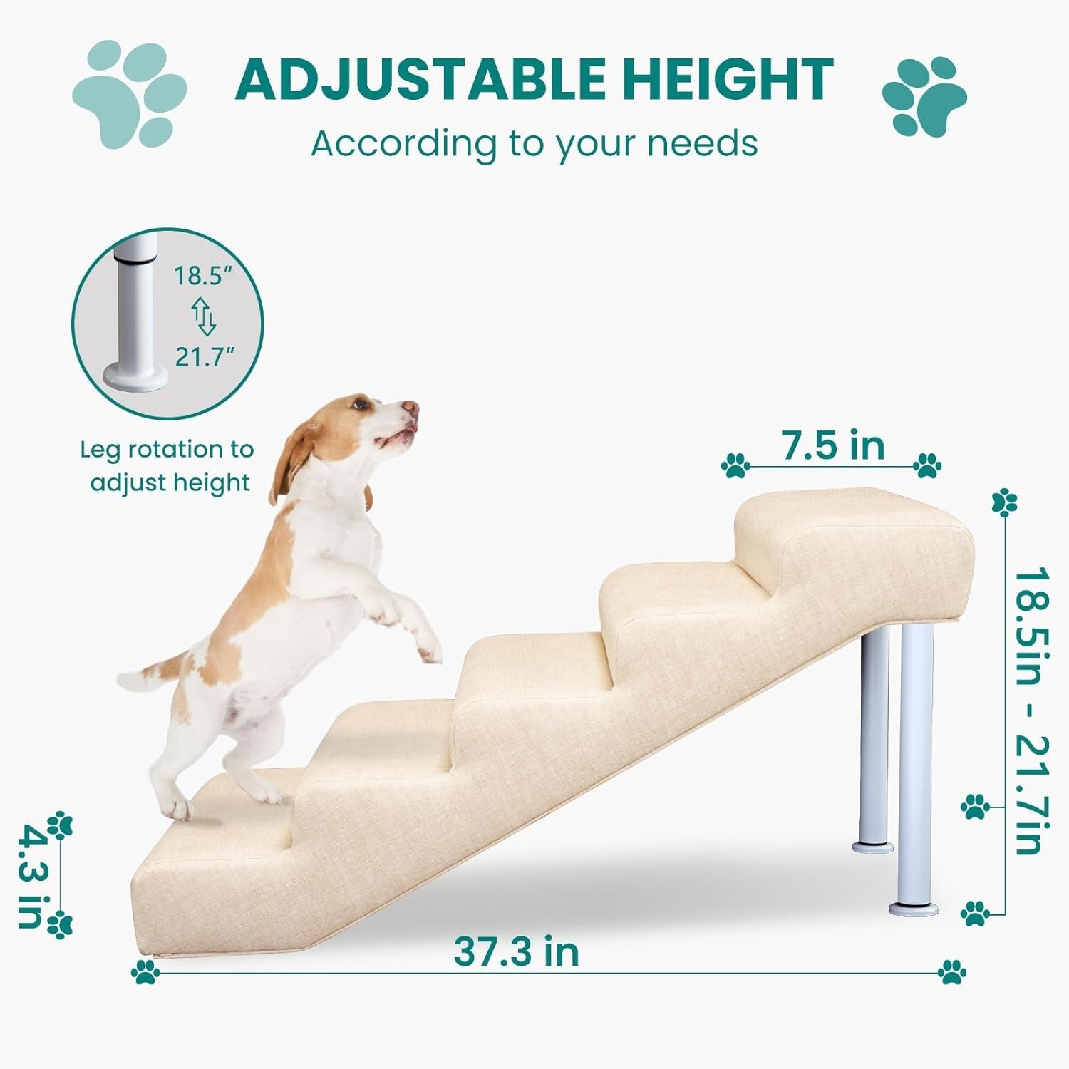 Adjustable Dog Stairs Ramp Multi-Level Pet Steps Bed Sofa L