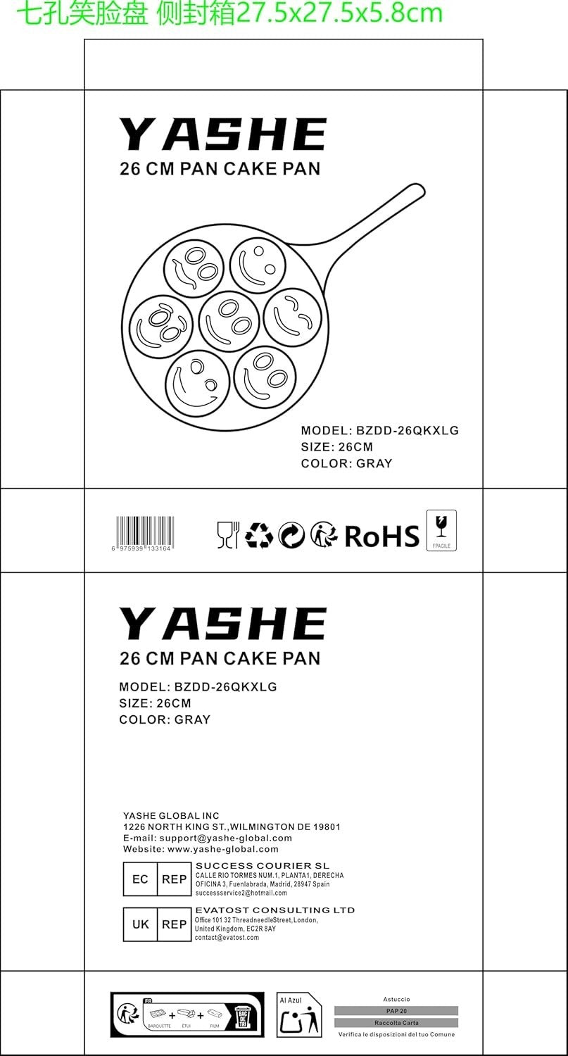 Non-Stick Smiley Pancake Pan 7-Cup Die-Cast Aluminium Breakfast Fun