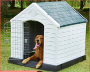 XXL Plastic Dog Kennel | Weatherproof Outdoor Indoor Pet Shelter 120x114x20cm