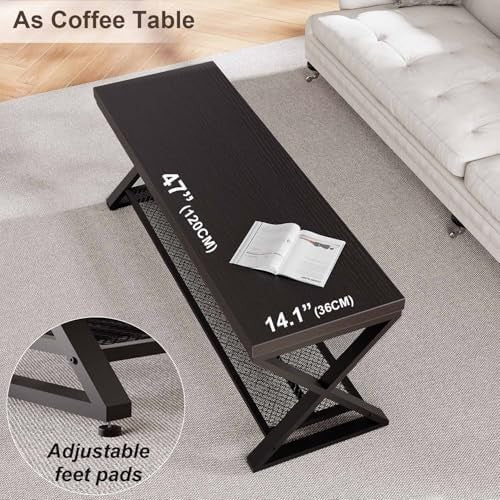 Black Oak Industrial Entryway Storage Bench Metal Frame Shoe Rack Seat 119x36x46