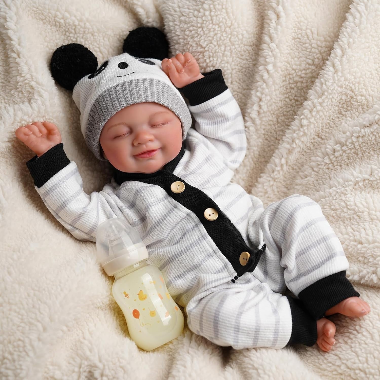 17” Reborn Baby Doll Soft Cloth Body Smiling Newborn Girl