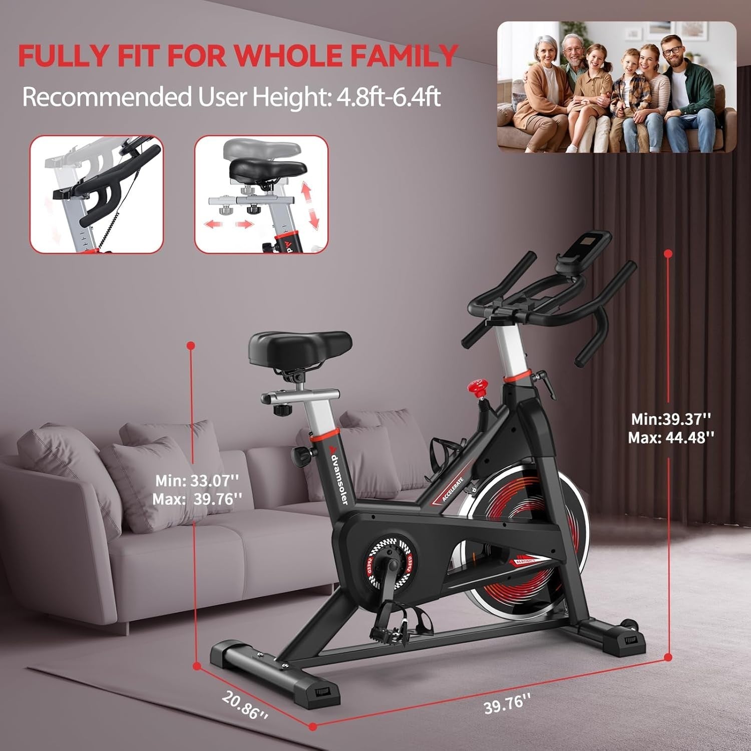 Quiet App-Connected Spin Bike w/ Curved Handlebar, LCD Display & 16kg Flywheel