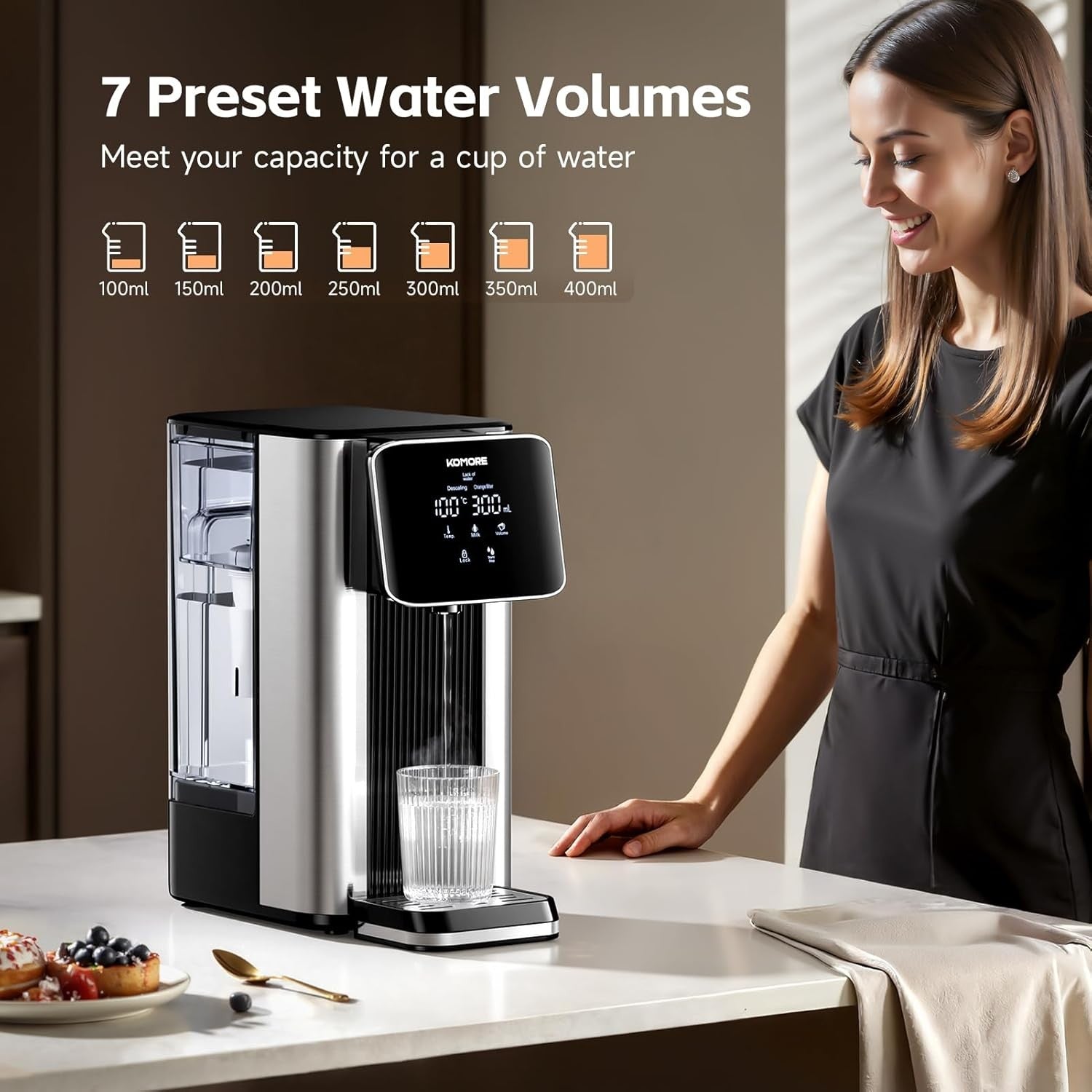 Instant Hot Water Dispenser 2.5L | 2600W Fast Boil Touch Screen Presets