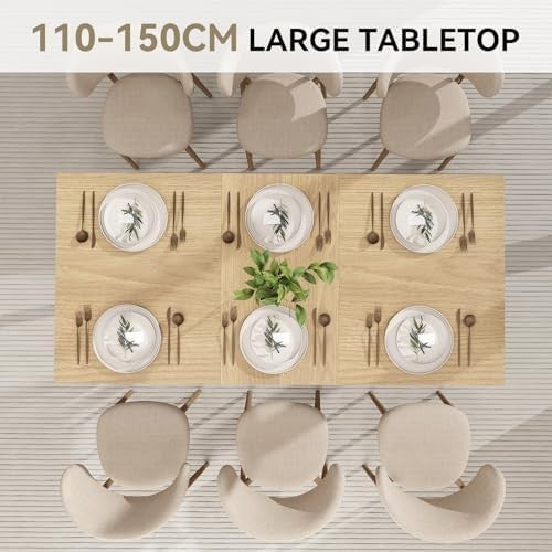 Extendable Dining Table 110-150cm Oak Metal Legs 4-6 Seater