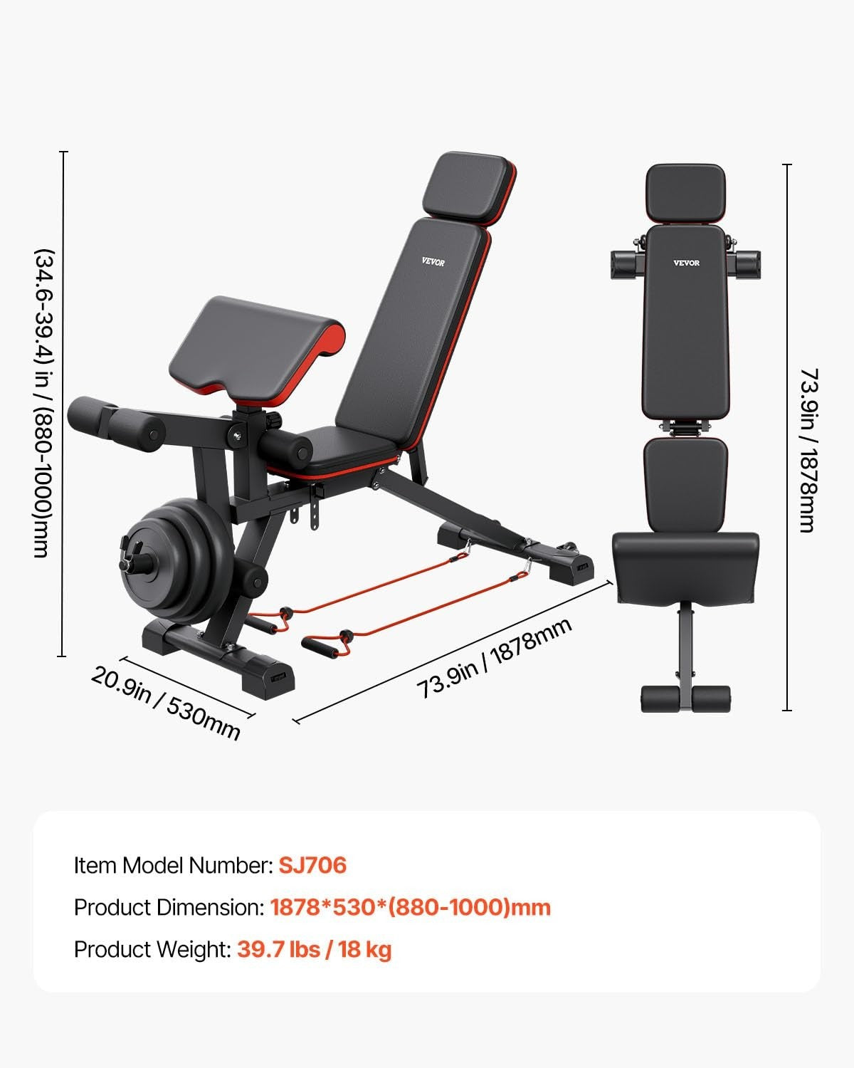 Heavy Duty Adjustable Weight Bench 800lb Full Body Home Gym Trainer