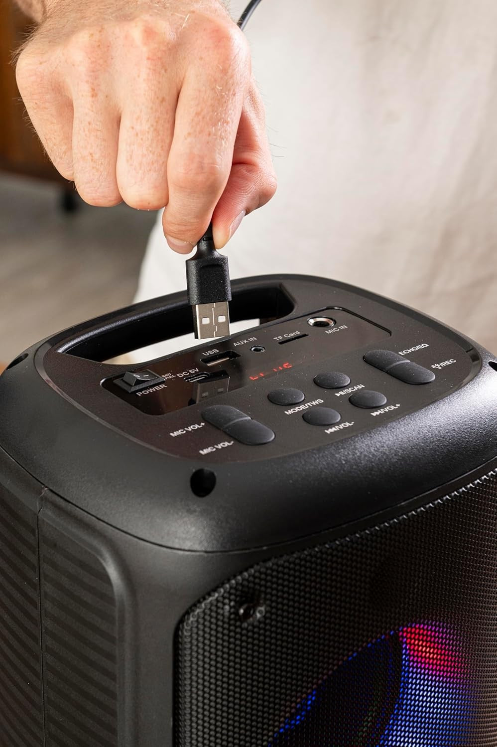 Portable Karaoke Machine 2 Wireless Mics LED Party Speaker for Kids & Adults
