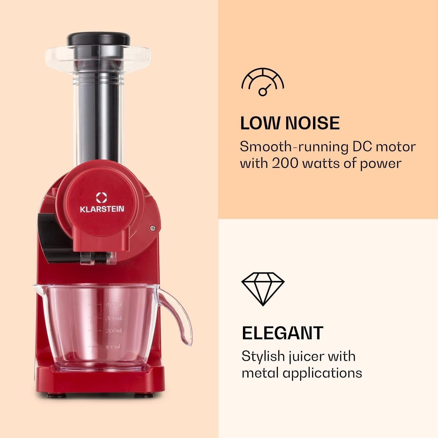 Slow Juicer 200W Vertical Cold Press Quiet Motor BPA Free Easy Clean