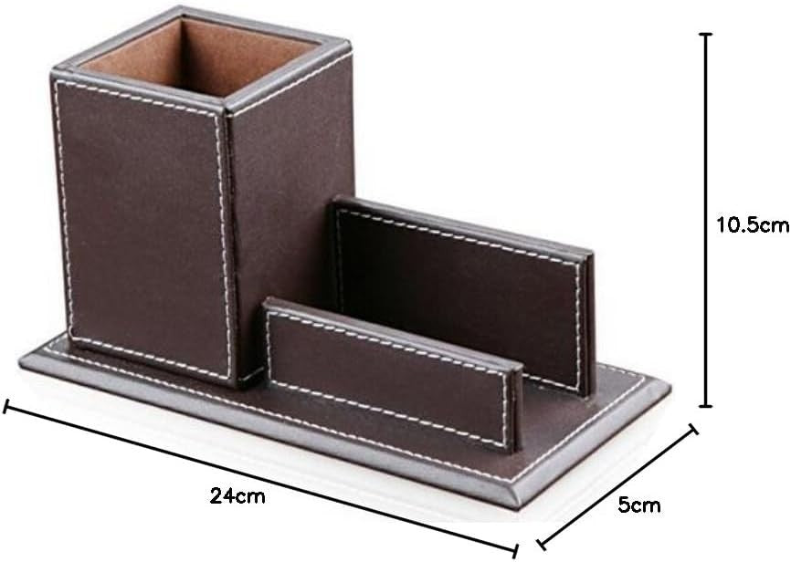 4-Piece Brown PU Leather Desk Organizer Set with Mousepad & Pen Holder
