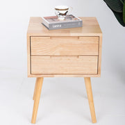 Modern Oak Bedside Table with 2 Drawers Wooden Nightstand Bedroom Storage