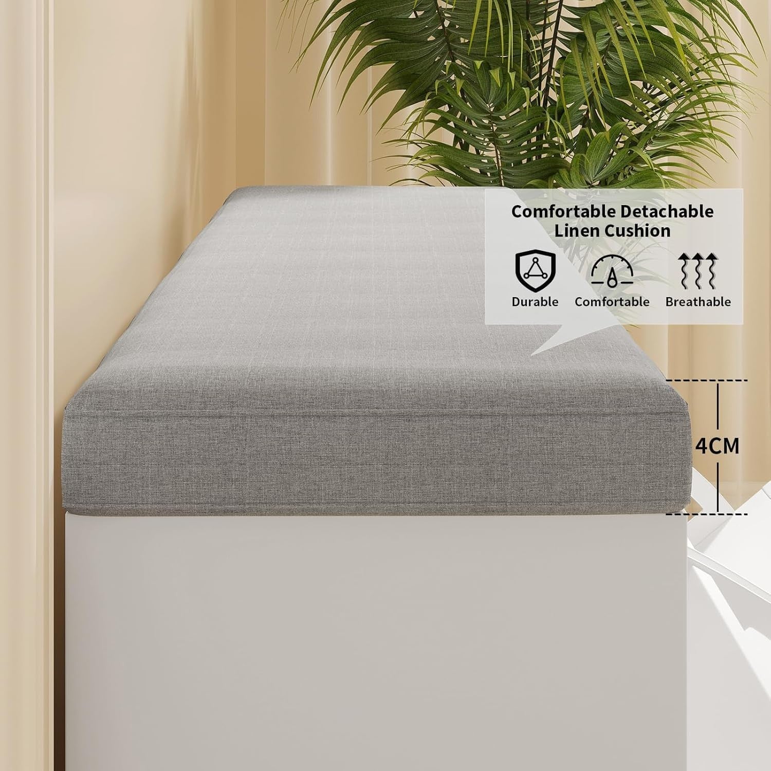 White Flip Drawer Shoe Storage Bench with Padded Seat & Adjustable Shelves