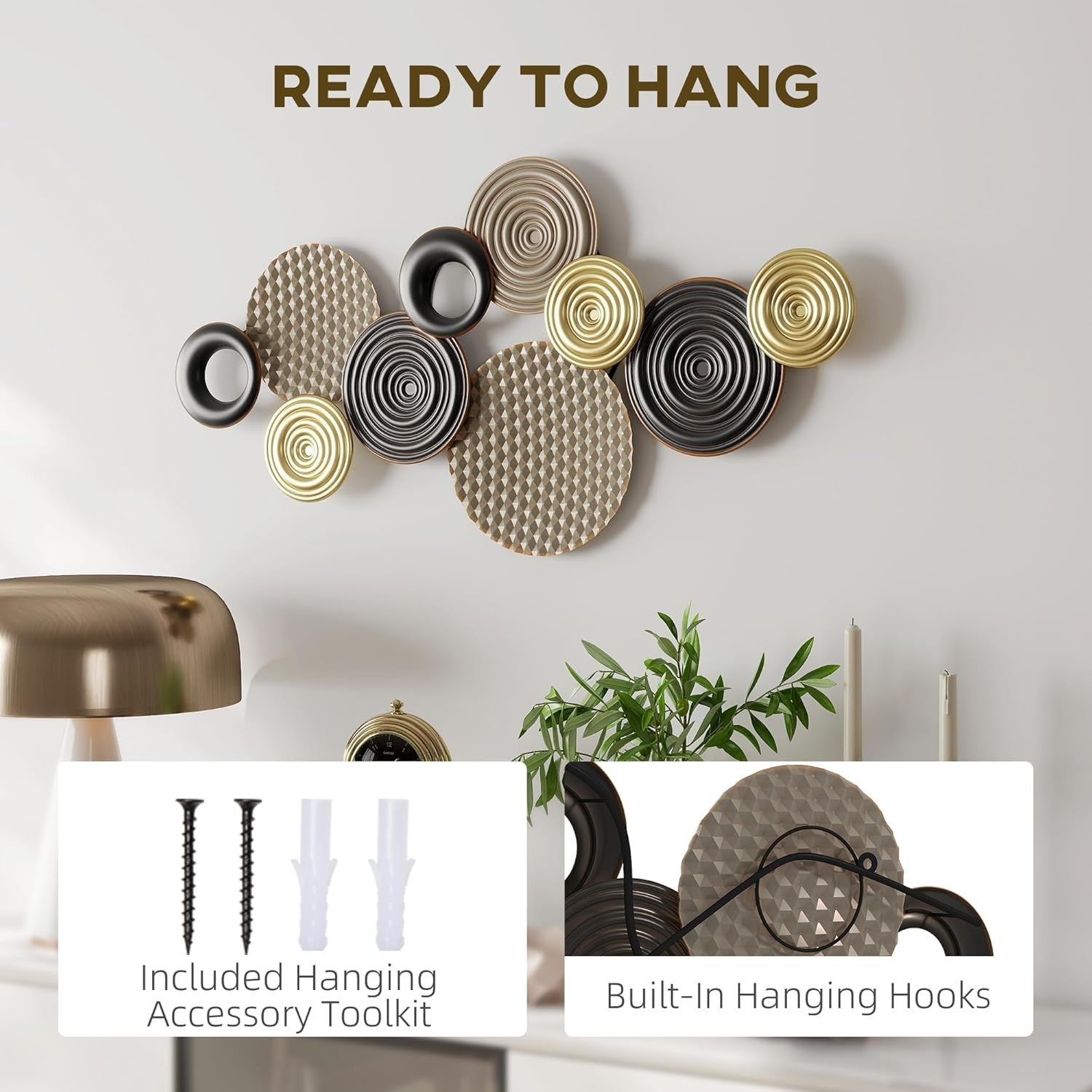 Modern Metal Wall Art – Multi-Disc Hanging Decor for Living Room