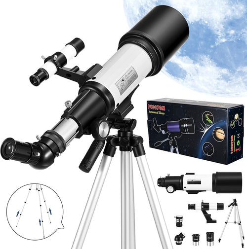 70mm Beginner Telescope for Kids & Adults with Tripod & 3X Barlow