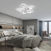 Chrome Ceiling Fan with Lights, 6 Speeds, Dimmable LED