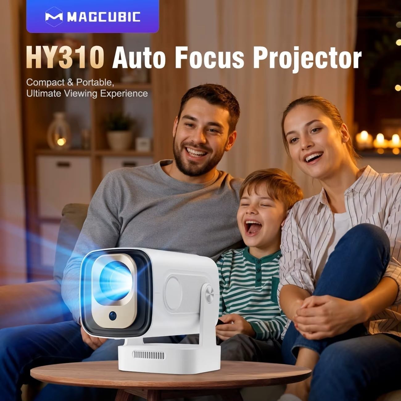 Mini 1080P Smart Projector Android 11 WiFi 6 Bluetooth Auto Focus