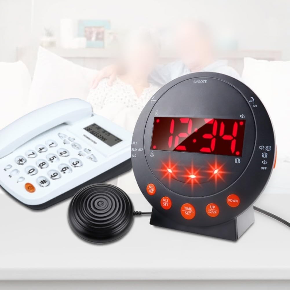Vibration Alarm Clock Heavy Sleepers Loud Dual Alarm USB Charging LED