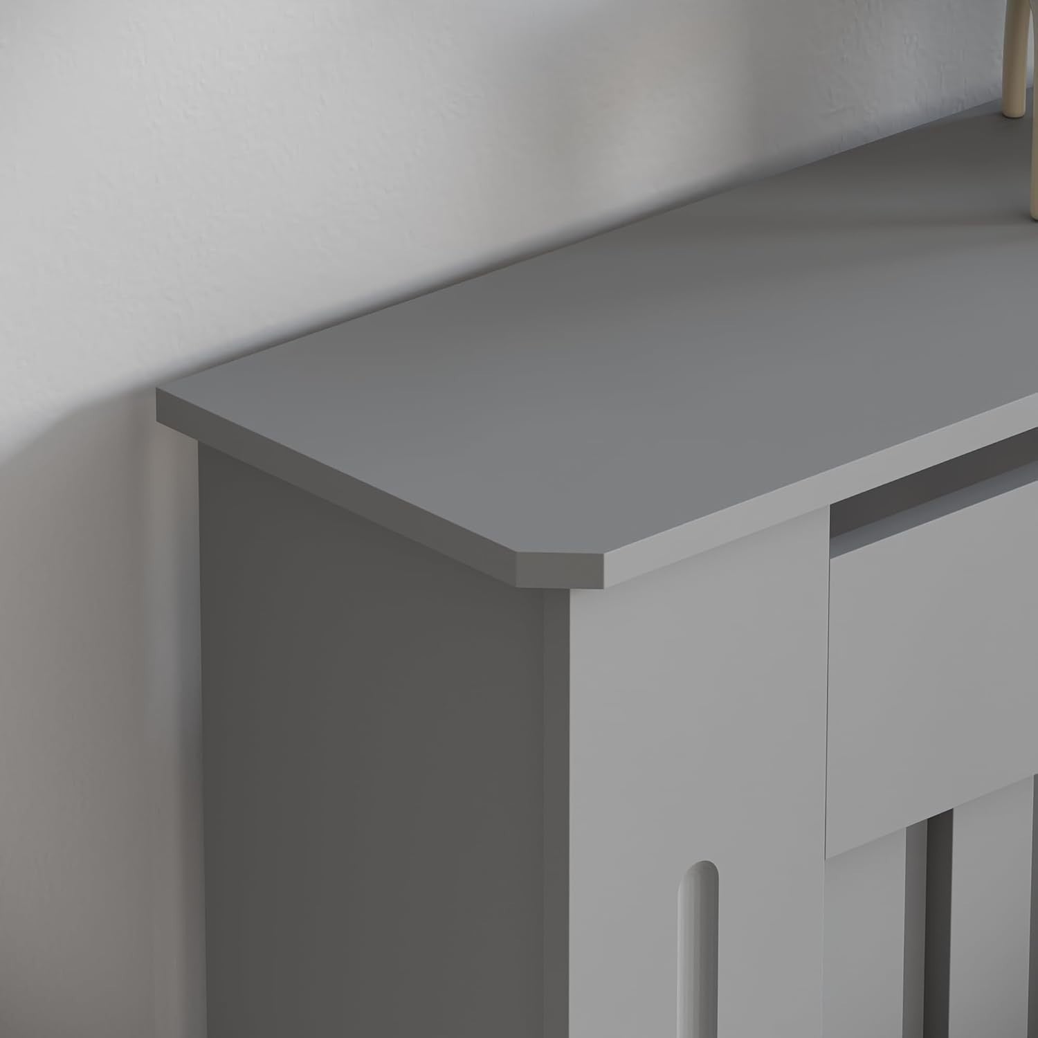Medium Olive Grey Radiator Cover Cabinet | Modern MDF Slatted Heater Cover